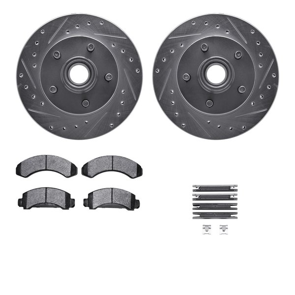 Dynamic Friction Co 7412-54018, Rotors-Drilled and Slotted-Silver w/Ultimate Duty Brake Pads incl. Hardware, Zinc Coated 7412-54018